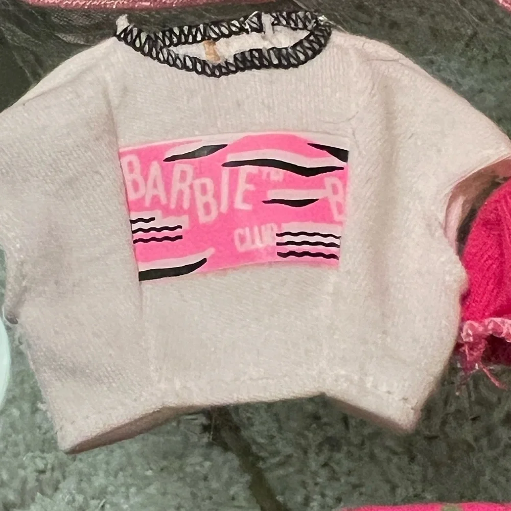 Vintage 1990’s Barbie Clothing Pink Camp Shirt White Barbie Club Pink Star Dress